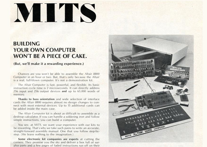 Рекламное объявление компьютера Altair 8800, май 1975 года, опубликованное в журналах Popular Electronics, Radio-Electronics и других профильных изданиях