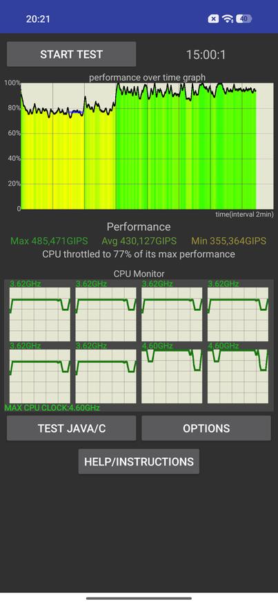 Скриншот программы CPU Throttling Test