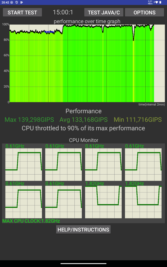 Скриншот программы CPU Throttling Test