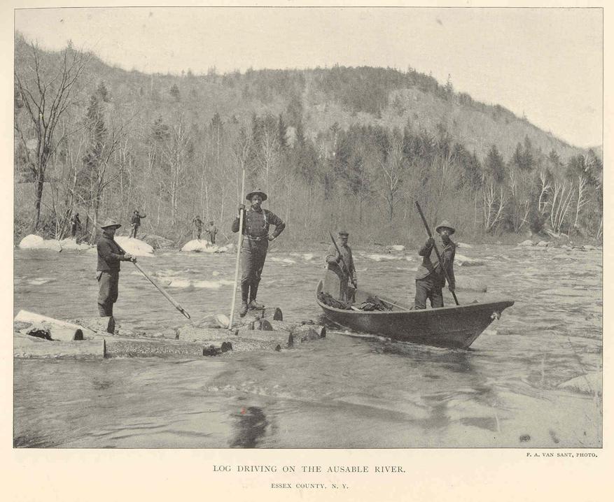 Сплав брёвен по реке Осейбл в штате Нью-Йорк, 1901 год.