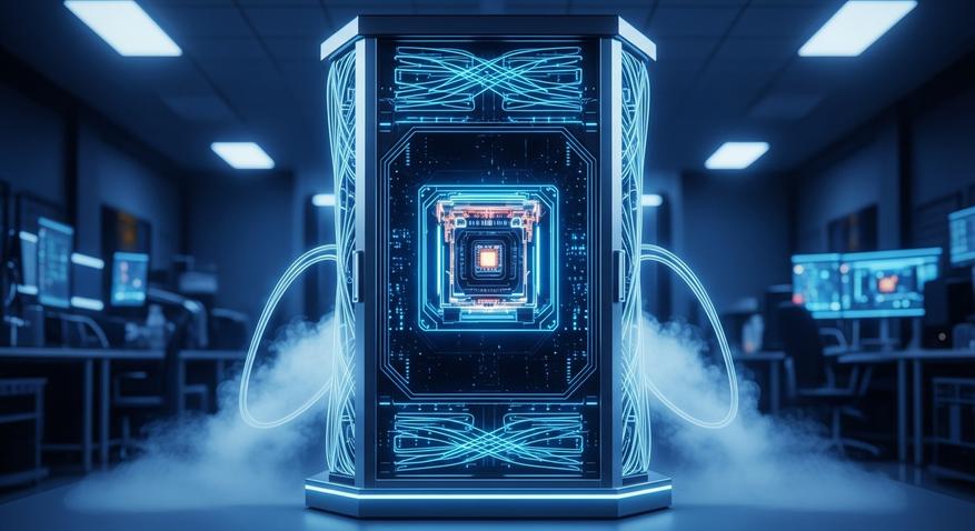 мощный компьютер с анимацией вычислений