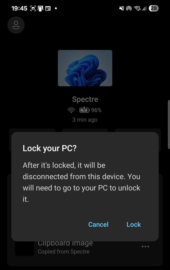 Функция выключения и перезагрузки ПК в приложении Phone Link