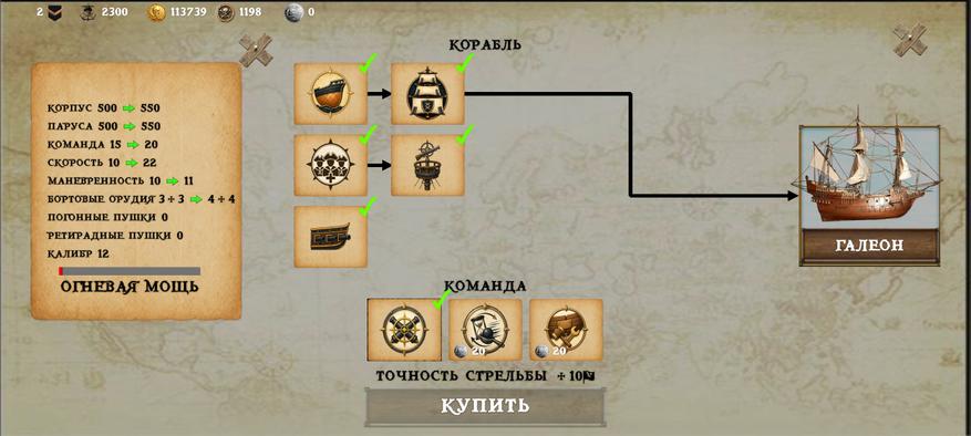 В обеих версиях прогрессия капитана под развитие флота осознанно затянута. Чтобы ускорить захват портов – покупаем судно-имбу за реал.