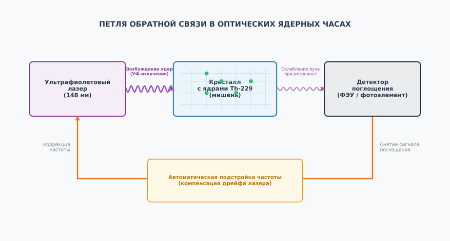 Петля обратной связи в оптических ядерных часах. График построен в Colab