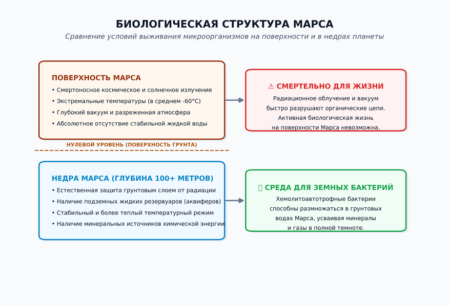 Биологическая структура Марса. График построен в Colab