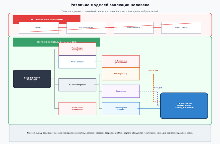 Различие моделей эволюции человека