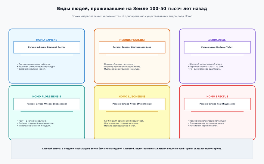 Виды людей, проживавшие на Земле 100–50 тысяч лет назад