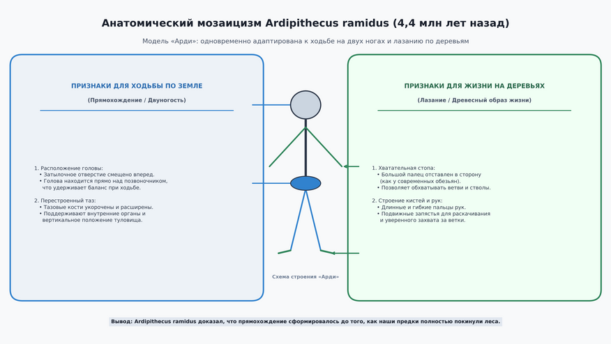 Строение тела Ardipithecus ramidus (4,4 млн лет назад)