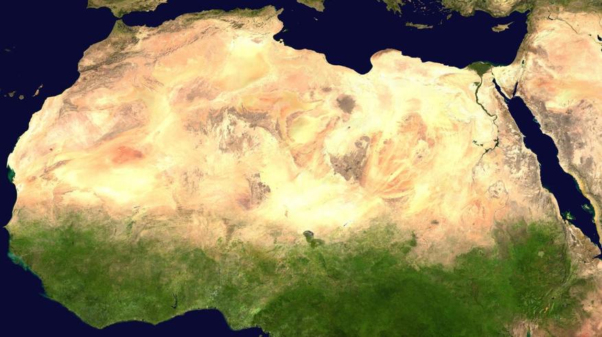 Спутниковое изображение Сахары из NASA World Wind