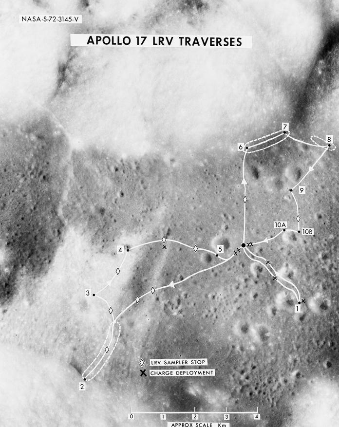 Фотография перемещения лунного вездехода «Аполлон-17»