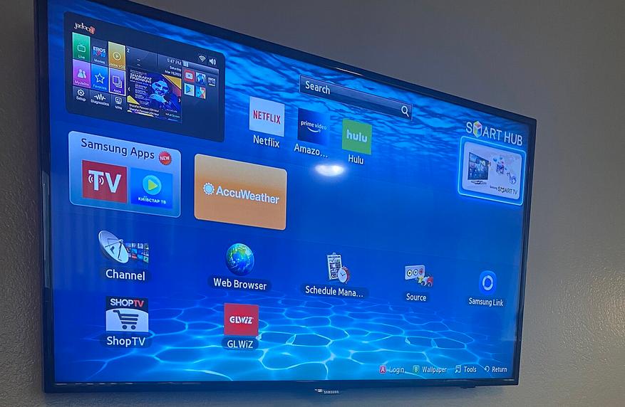 Главный экран Samsung Smart TV серии E, модельного ряда 2012 года