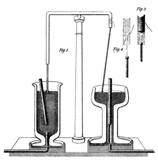 Это рисунок самого Фарадея из Experimental Researches in Electricity, опубликованный в 1844 году. На схеме показана установка для электромагнитного вращения.