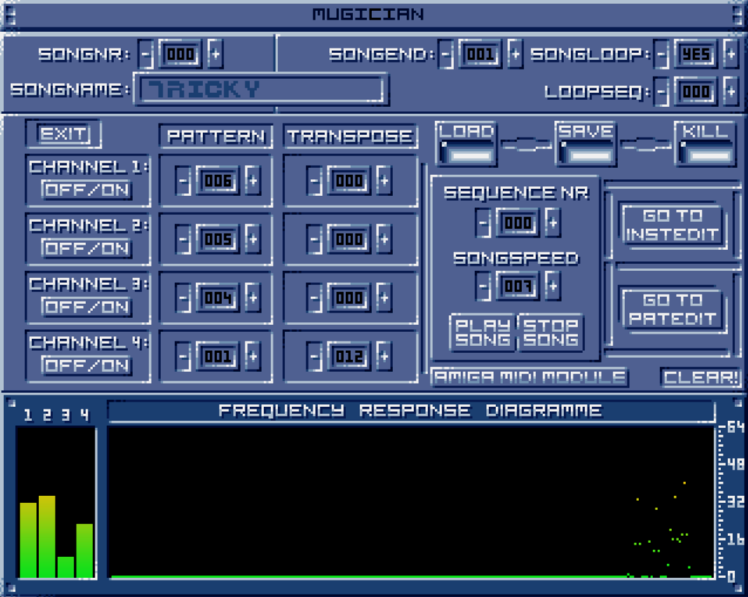 Музыкальный редактор Digital Mugician на Amiga