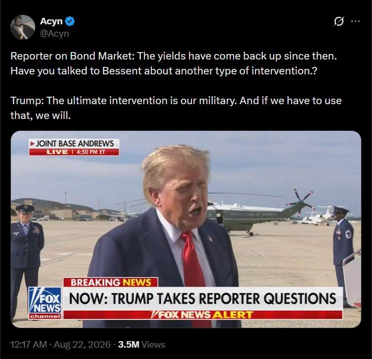 На днях тут еще Трамп намекнул в интервью, что для решения проблем с госдолгом пора начинать бомбить Уолл-стрит, такие дела